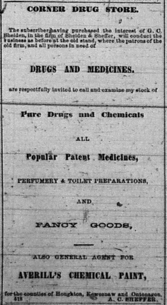 Newspaper ad - The Portage Lake Mining Gazette, 25 Mar 1869